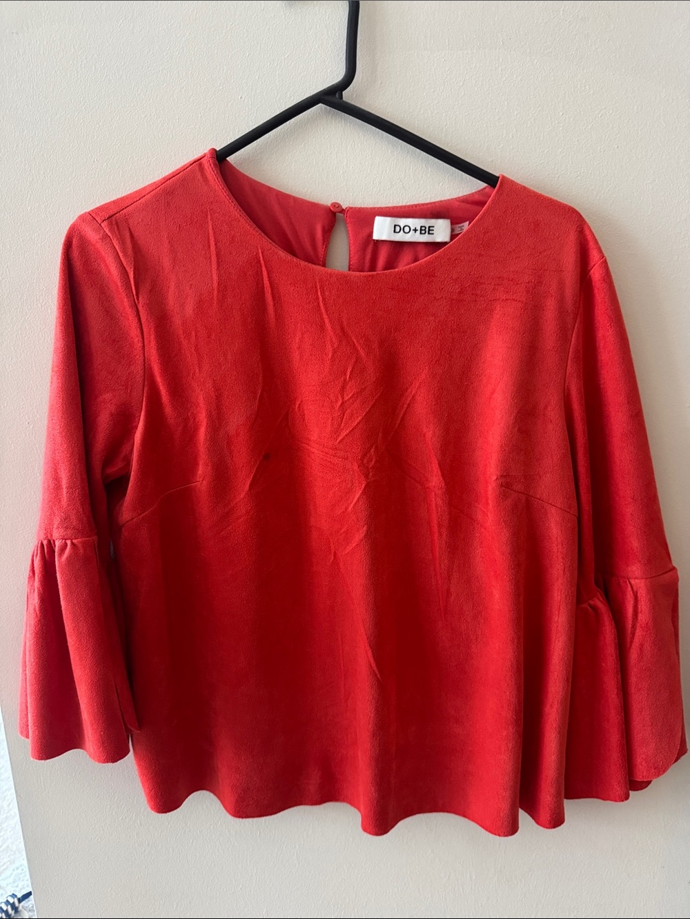 DO+BE Scarlet Bell Sleeve Suede-Look Blouse